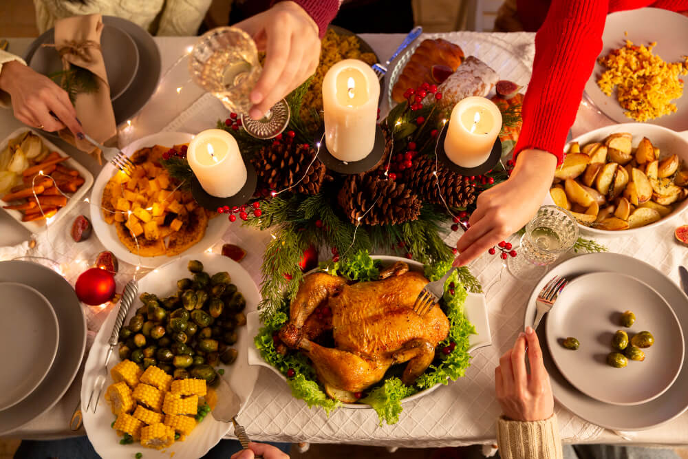 przytulne zimowe sceny z rodzina Catering świąteczny
